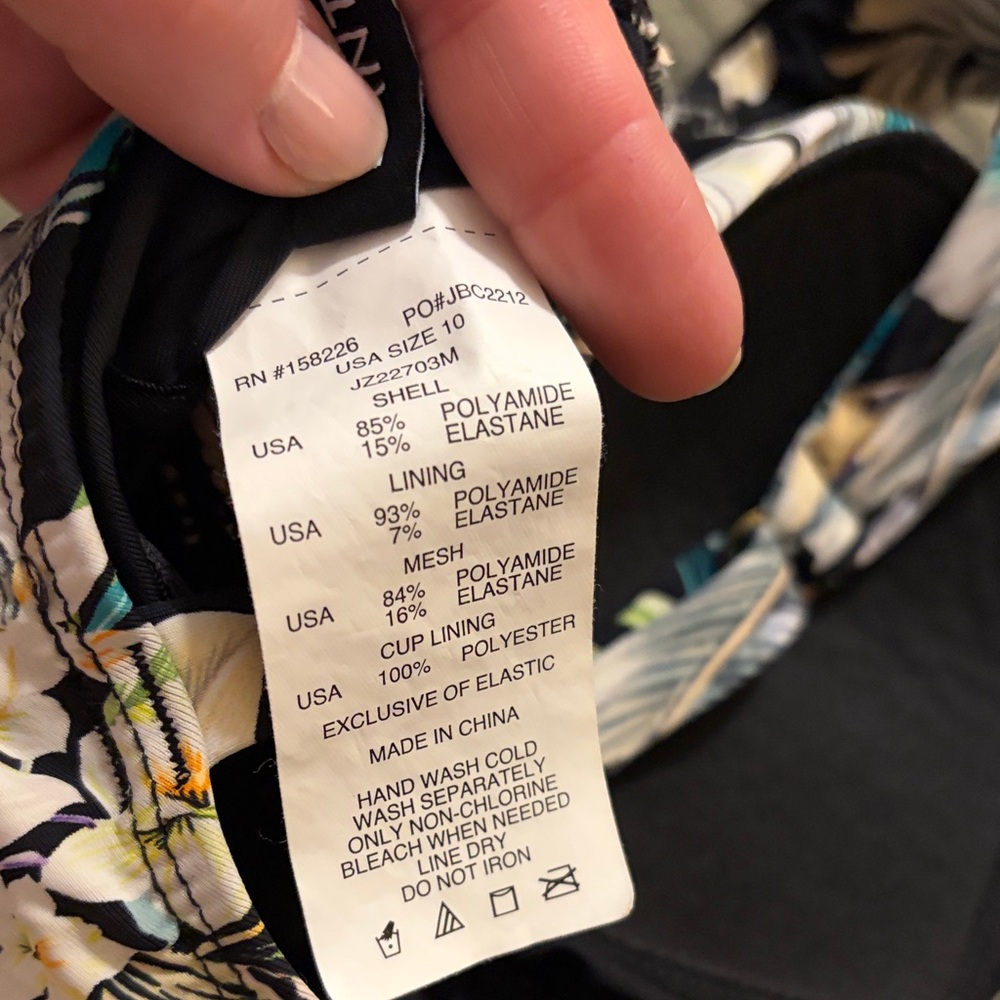 Jantzen Black Tropical Print One Piece Swimsuit - Picture 3 of 4